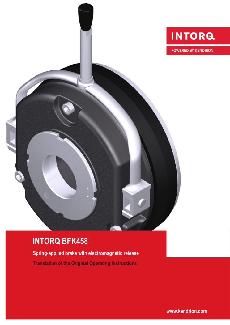 operating instructions spring applied brake BFK458 cover